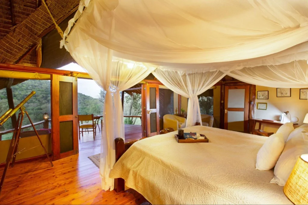 Romantic luxury suite with a valley view on a Honeymoon Safari Masai Mara.